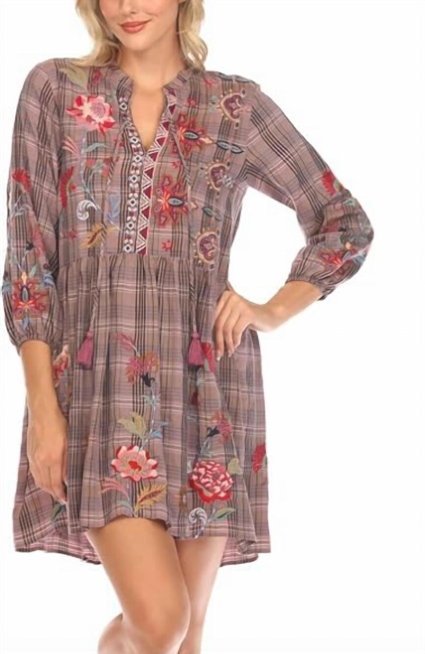 NEW JOHNNY WAS garnet field mini dress in plaid